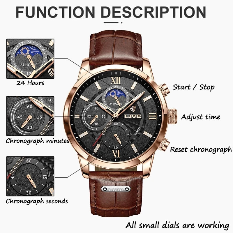 Leather Quartz Dress Watch